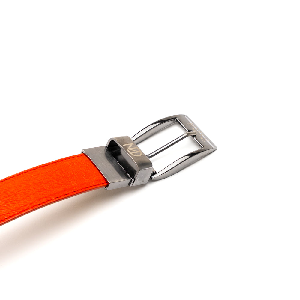 Alessio Genuine Ostrich Leg Exotic Belt Orange