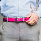 Alessio Genuine Ostrich &amp; Ostrich Leg Exotic BeltPink / Purple