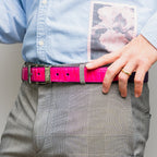 Alessio Genuine Ostrich &amp; Ostrich Leg Exotic BeltPink / Purple