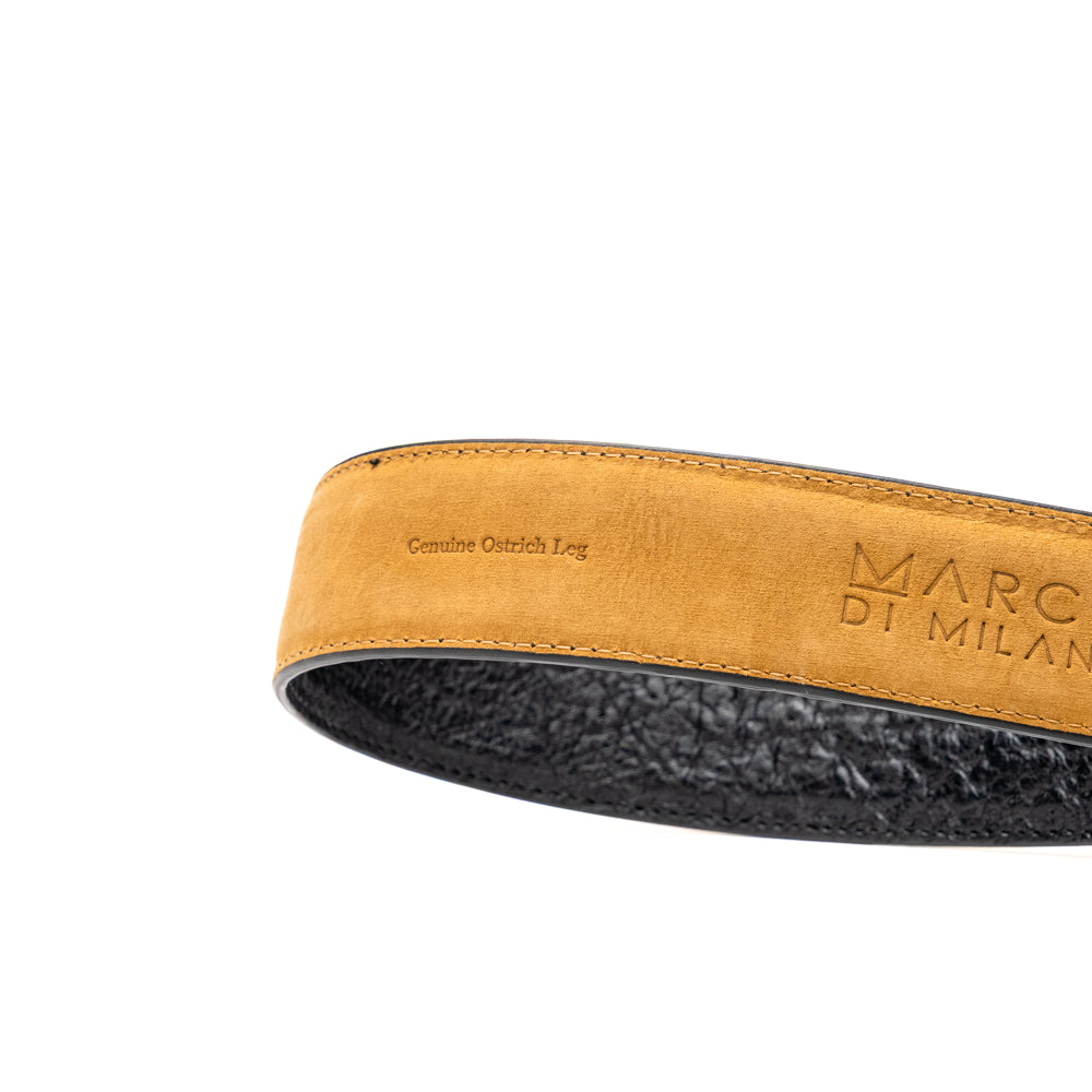 Genuine Ostrich Leg Alessio Exotic Belt Reversible White / Black