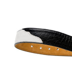 Genuine Ostrich Leg Alessio Exotic Belt Reversible White / Black