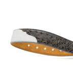 Alessio Genuine Ostrich Leg Exotic Belt White / Gray