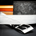 Alessio Belt Genuine Ostrich Leg Exotic Soft Feel  White