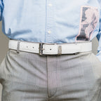 Alessio Belt Genuine Ostrich Leg Exotic Soft Feel  White