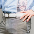 Alessio Belt Genuine Ostrich Leg Exotic Soft Feel  White