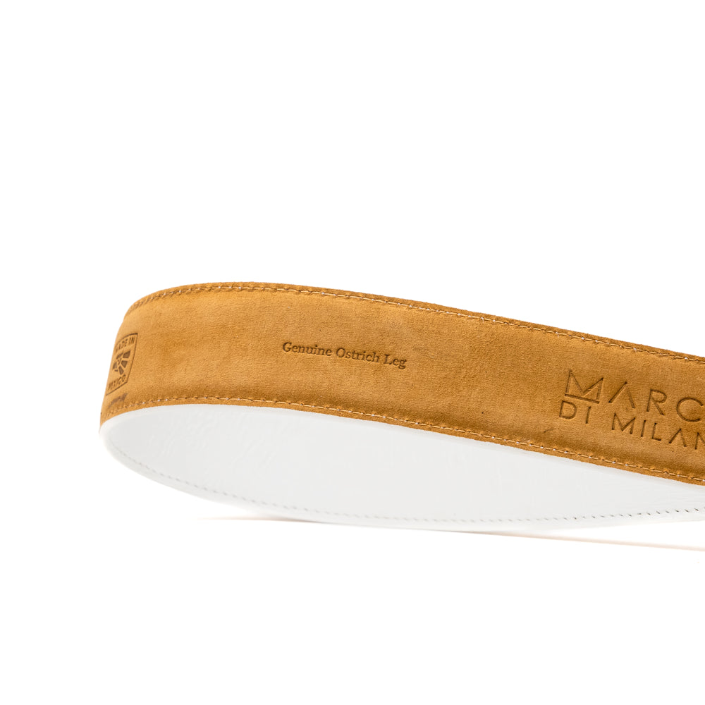 Alessio Belt Genuine Ostrich Leg Exotic Soft Feel  White