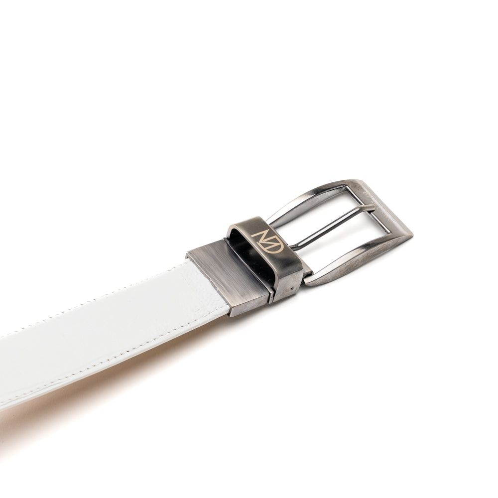 Alessio Belt Genuine Ostrich Leg Exotic Soft Feel  White