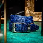 Emilio Genuine Exotic Alligator Belt Antique Navy