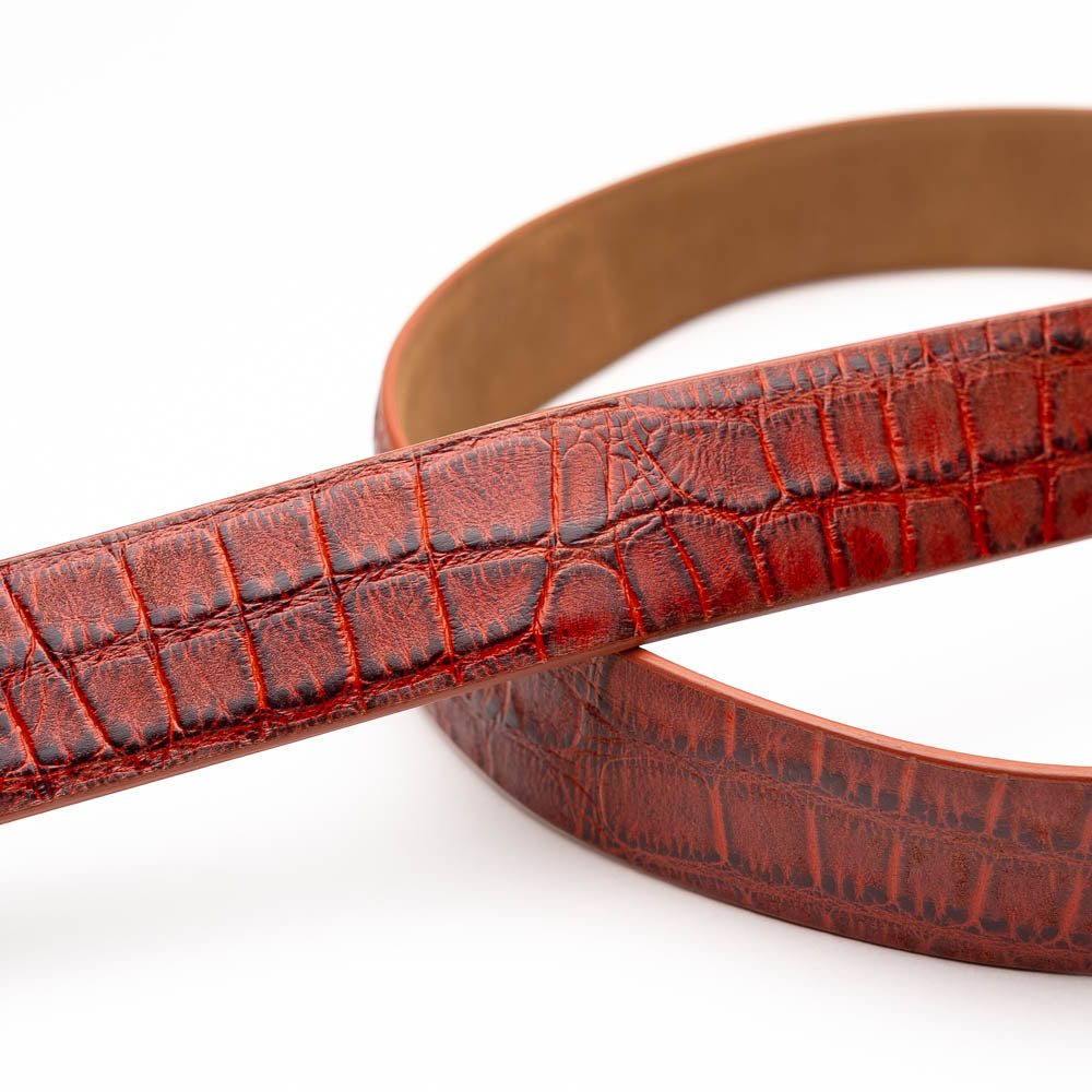 Emilio Genuine Exotic Alligator Belt Rustic Cognac