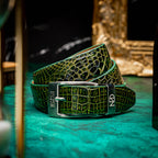 Emilio Genuine Exotic Alligator Belt Antique Green