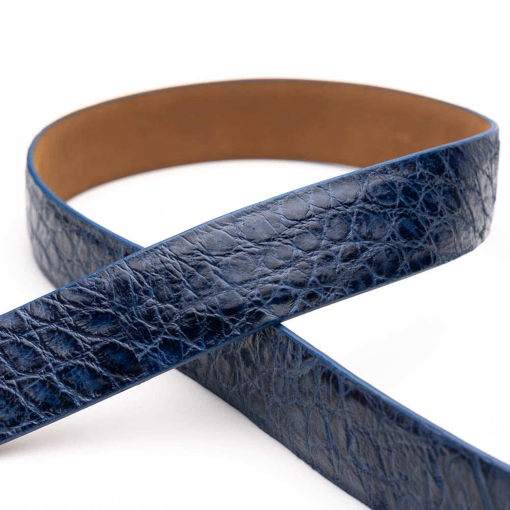 Emilio Genuine Exotic Alligator Belt Antique Navy