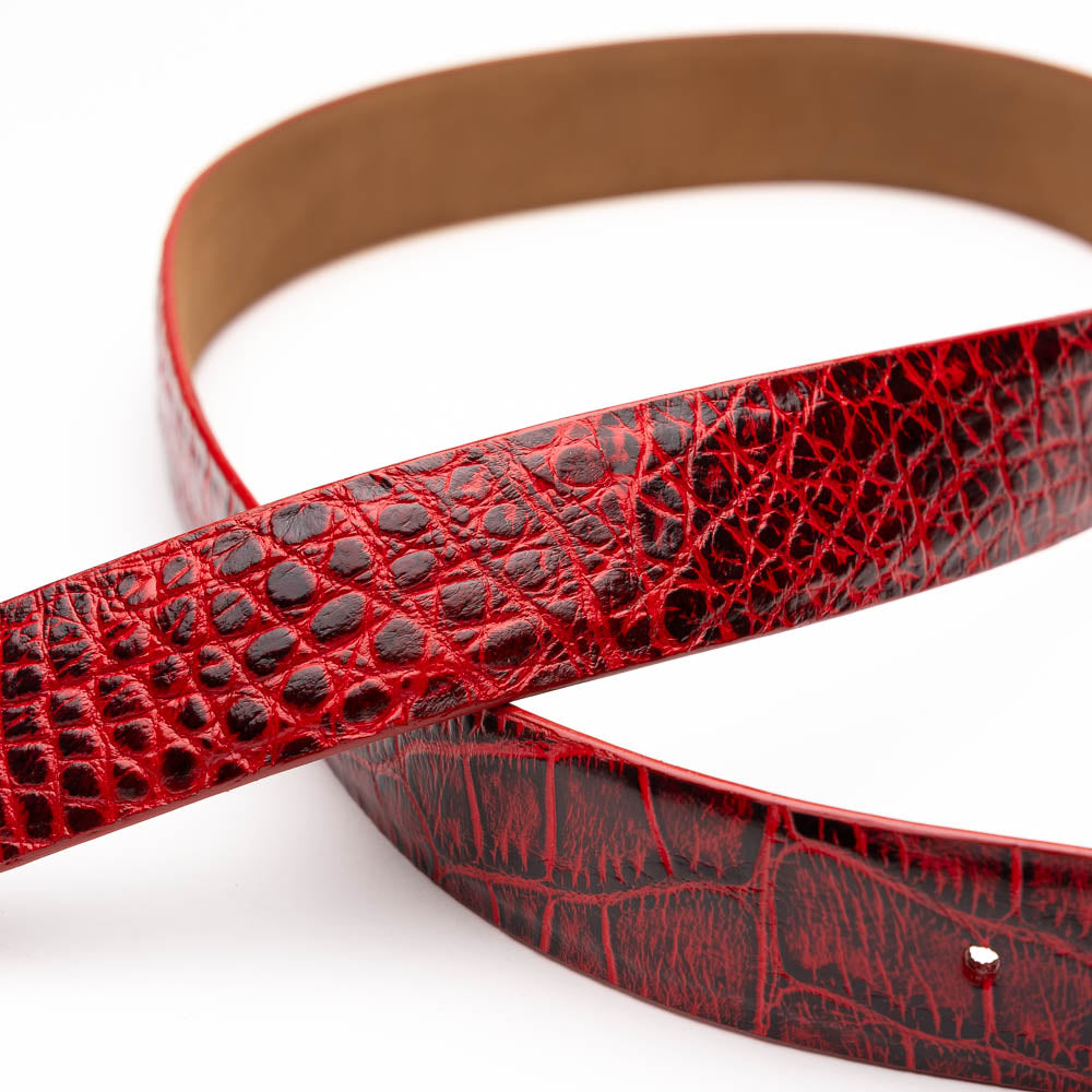 Emilio Genuine Exotic Alligator Belt Antique Red