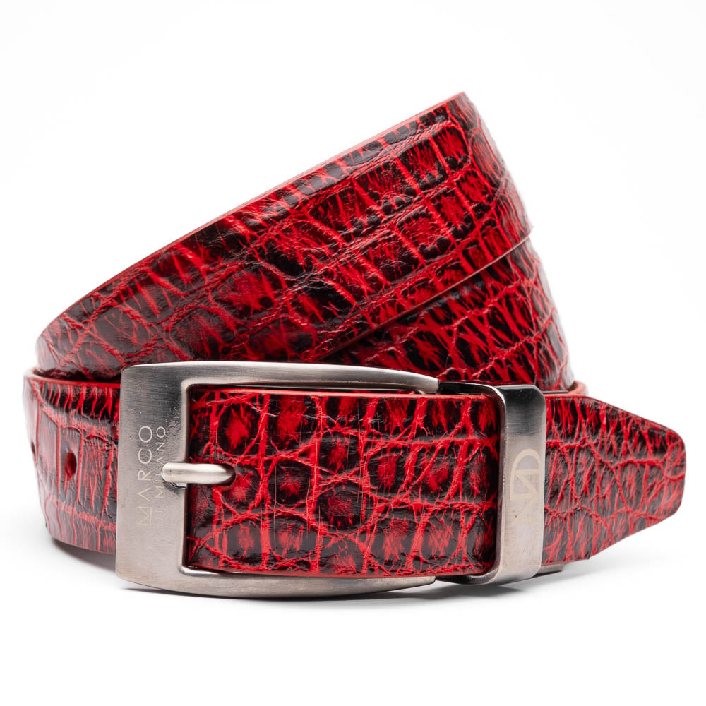 Emilio Genuine Exotic Alligator Belt Antique Red