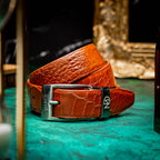 Emilio Genuine Exotic Alligator Belt Cognac