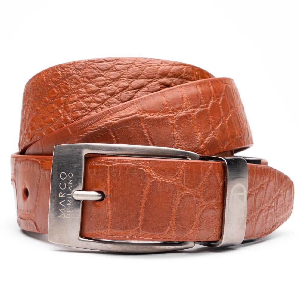 Emilio Genuine Exotic Alligator Belt Cognac