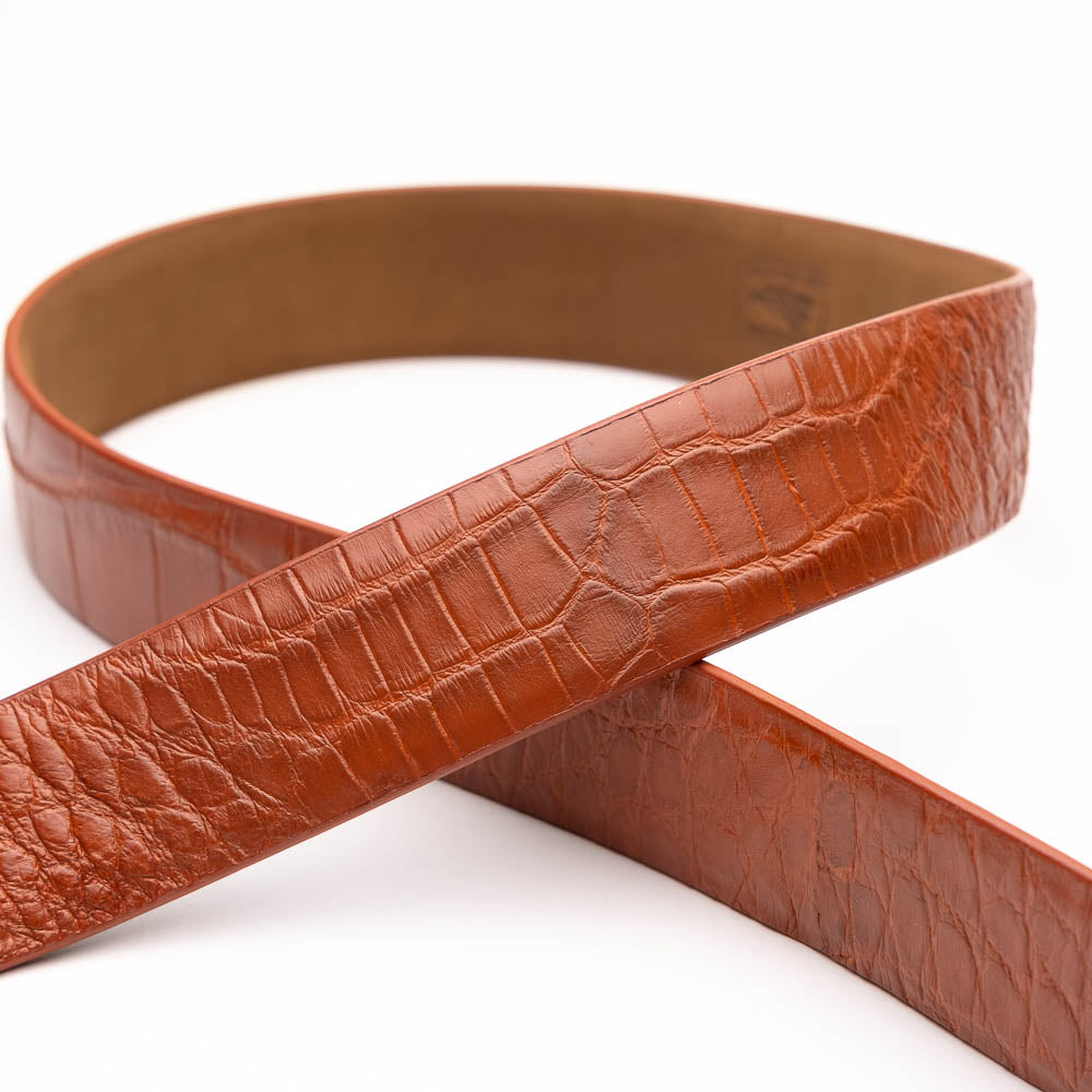 Emilio Genuine Exotic Alligator Belt Cognac