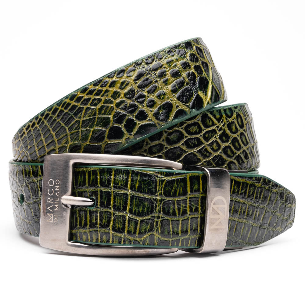 Emilio Genuine Exotic Alligator Belt Antique Green