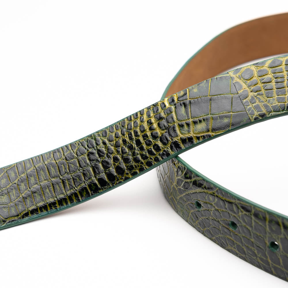Emilio Genuine Exotic Alligator Belt Antique Green