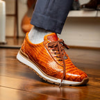 Alonzo Sporty Genuine Caiman Crocodile Sneaker Cognac