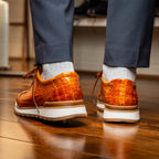 Alonzo Sporty Genuine Caiman Crocodile Sneaker Cognac