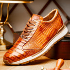 Alonzo Sporty Genuine Caiman Crocodile Sneaker Cognac