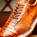 Alonzo Sporty Genuine Caiman Crocodile Sneaker Cognac