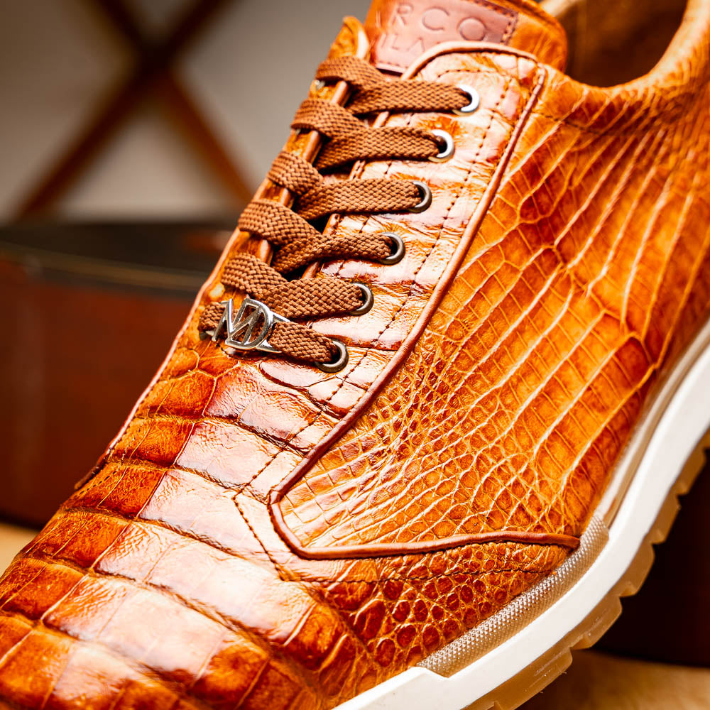 Alonzo Sporty Genuine Caiman Crocodile Sneaker Cognac