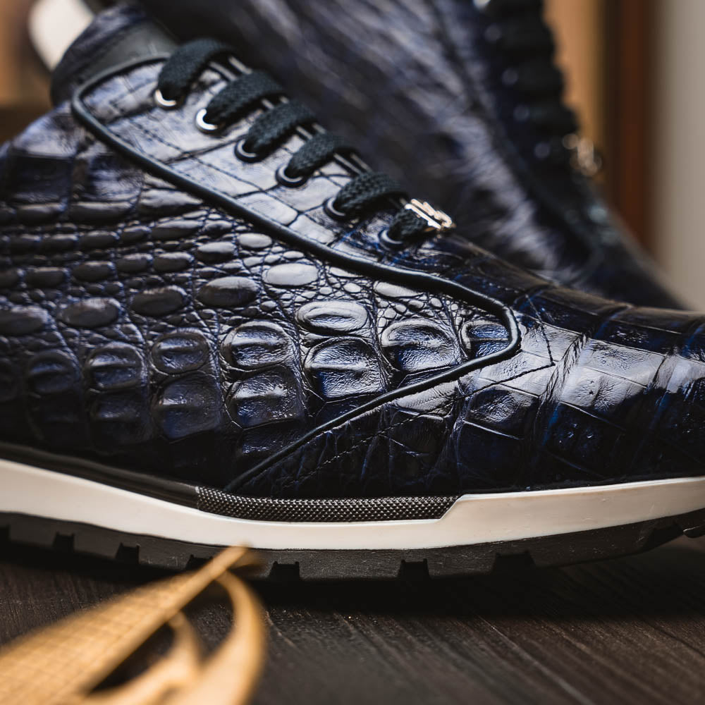Marco Di Milano  genuine caiman crocodile fashion sneaker Alonzo Navy