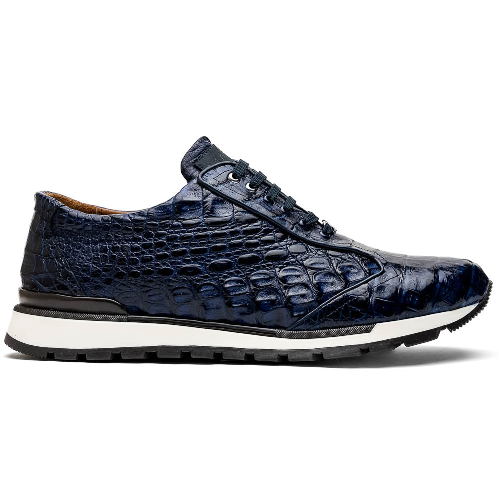 Marco Di Milano  genuine caiman crocodile fashion sneaker Alonzo Navy