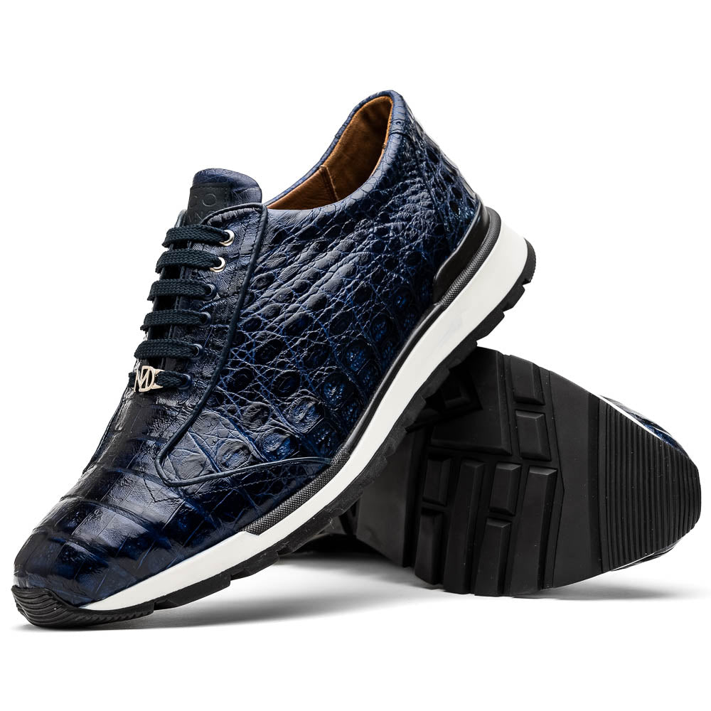 Marco Di Milano  genuine caiman crocodile fashion sneaker Alonzo Navy