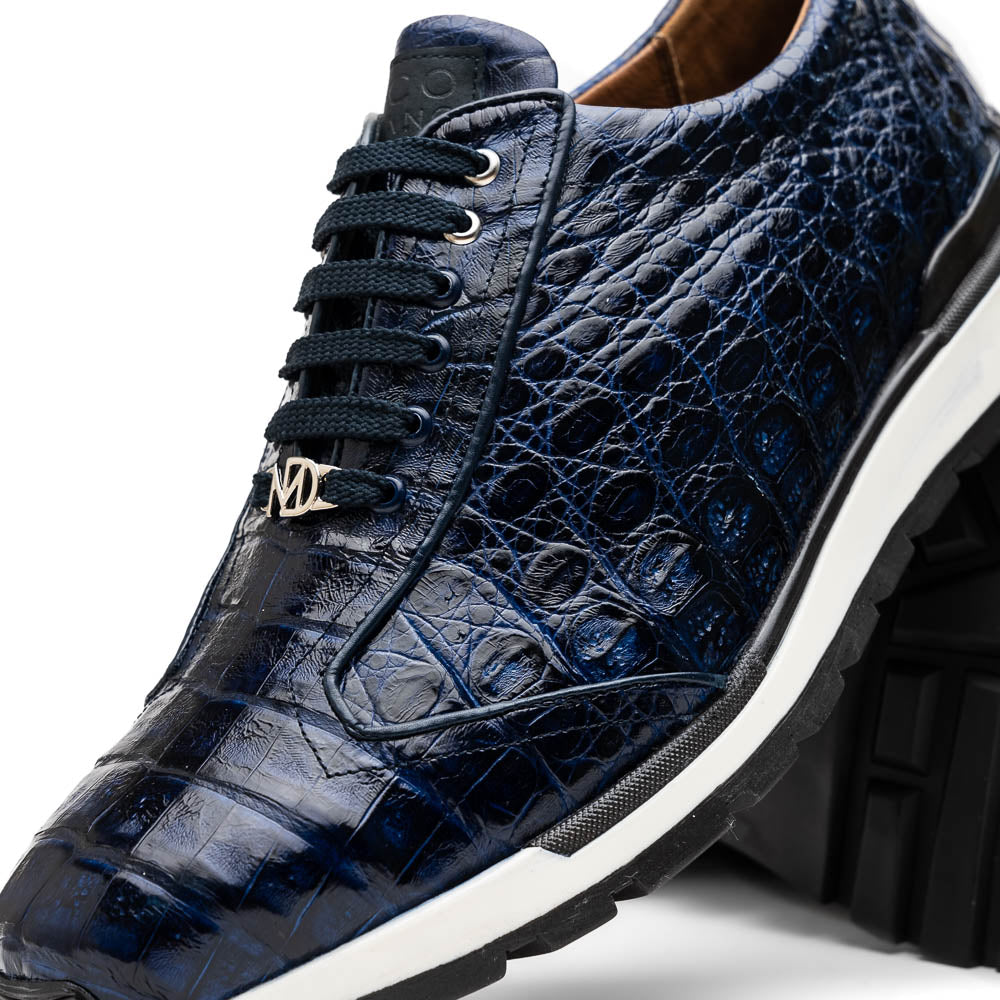 Marco Di Milano  genuine caiman crocodile fashion sneaker Alonzo Navy
