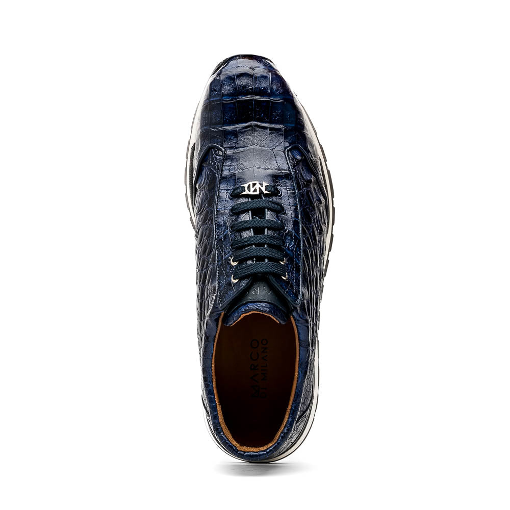 Marco Di Milano  genuine caiman crocodile fashion sneaker Alonzo Navy