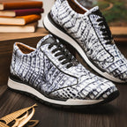 Alonzo Genuine Caiman Crocodile Fashion Sneaker Newspaper