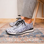 Alonzo Genuine Caiman Crocodile Fashion Sneaker Newspaper