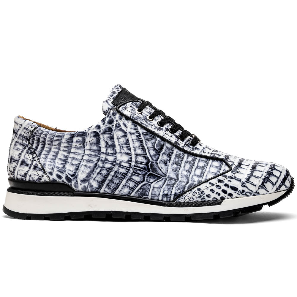 Alonzo Genuine Caiman Crocodile Fashion Sneaker Newspaper