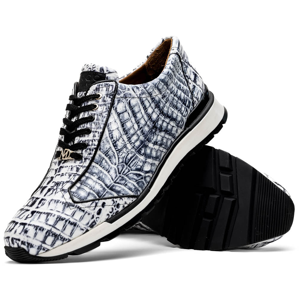 Alonzo Genuine Caiman Crocodile Fashion Sneaker Newspaper