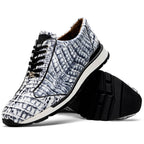 Alonzo Genuine Caiman Crocodile Fashion Sneaker Newspaper