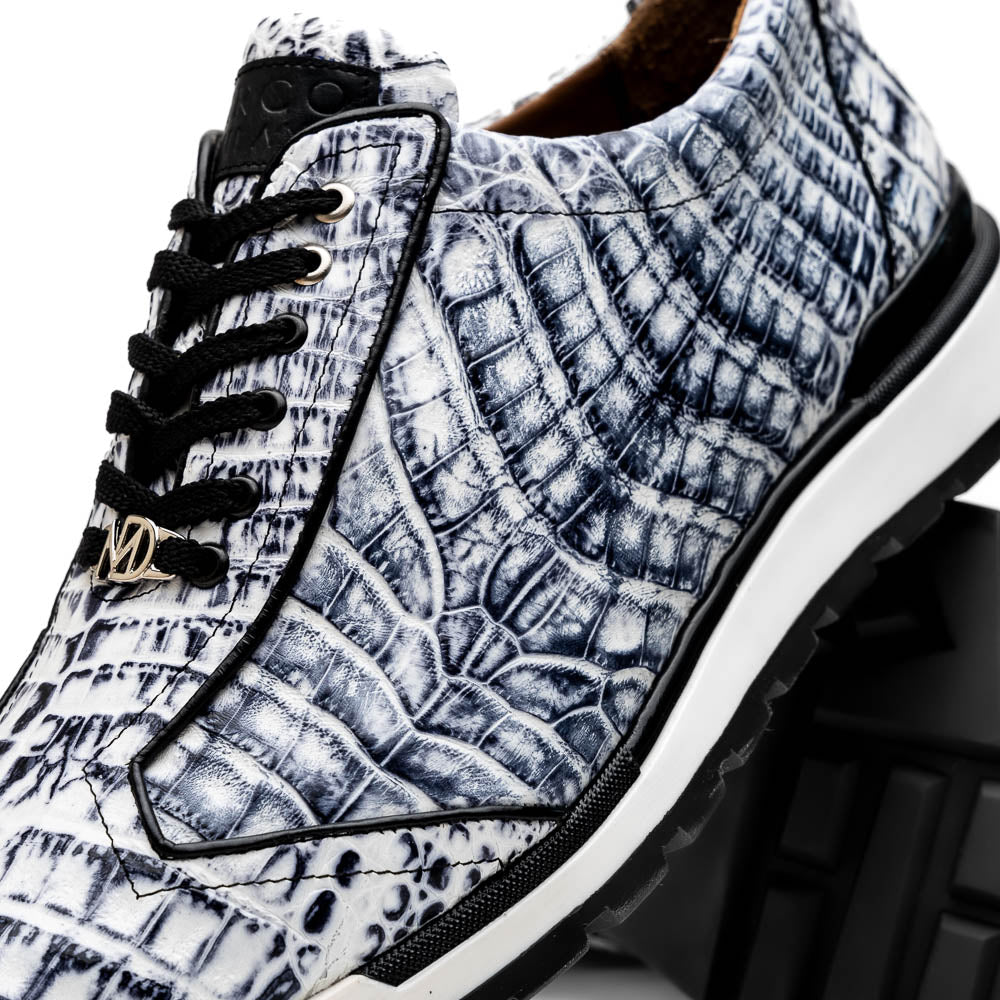 Alonzo Genuine Caiman Crocodile Fashion Sneaker Newspaper