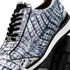Alonzo Genuine Caiman Crocodile Fashion Sneaker Newspaper