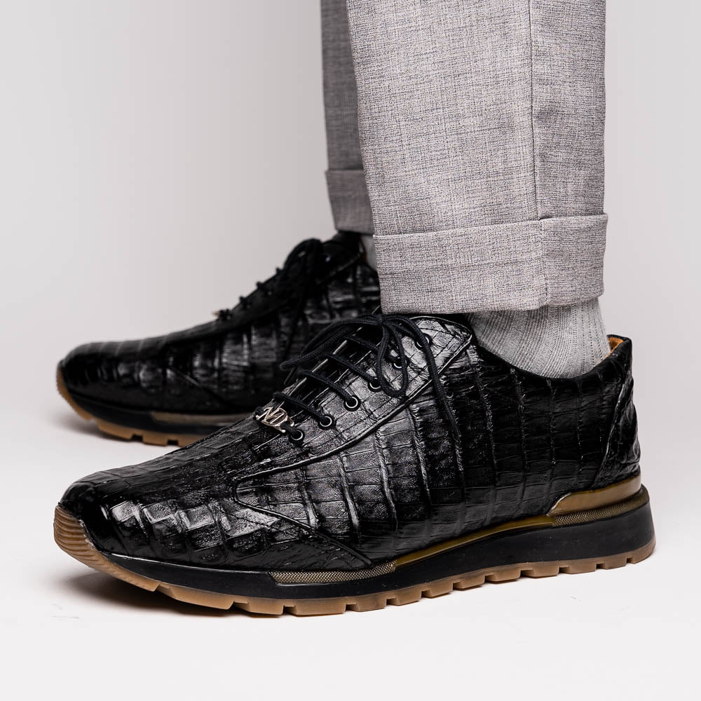 Alonzo Genuine Caiman Crocodile Fashion Sneaker Black