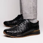 Alonzo Genuine Caiman Crocodile Fashion Sneaker Black
