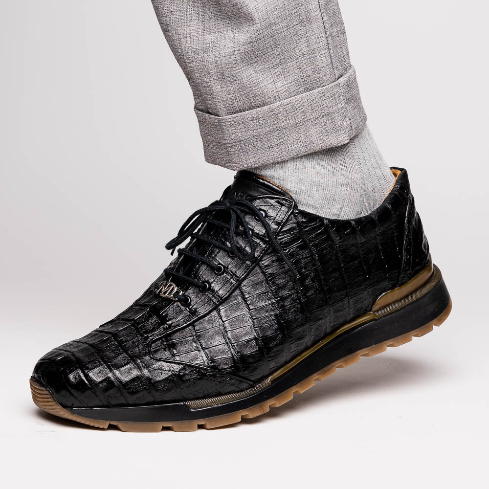 Alonzo Genuine Caiman Crocodile Fashion Sneaker Black
