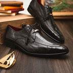 Andretti Genuine Ostrich Leg Dress Derby's Shoes Black