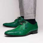 Andretti Genuine Ostrich Leg Dress Derby's Shoes Lemon Green