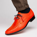 Andretti Genuine Ostrich Leg Dress Derby's Tasseled laces Shoes Orange