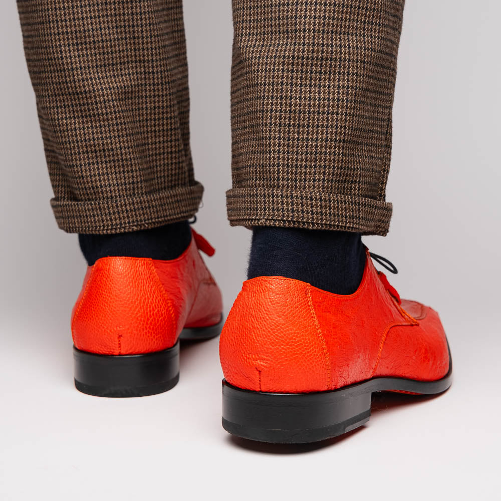 Andretti Genuine Ostrich Leg Dress Derby's Tasseled laces Shoes Orange