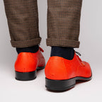 Andretti Genuine Ostrich Leg Dress Derby's Tasseled laces Shoes Orange