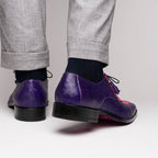 Andretti Genuine Ostrich Leg Dress Derby's Tasseled Laces Shoes Pink / Purple