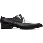 Andretti Genuine Ostrich Leg Dress Derby's Tasseled Laces Shoes White / Black