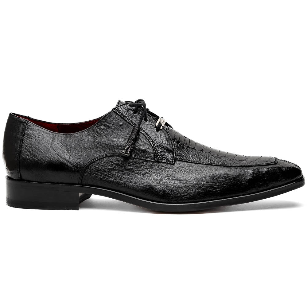 Andretti Genuine Ostrich Leg Dress Derby's Shoes Black